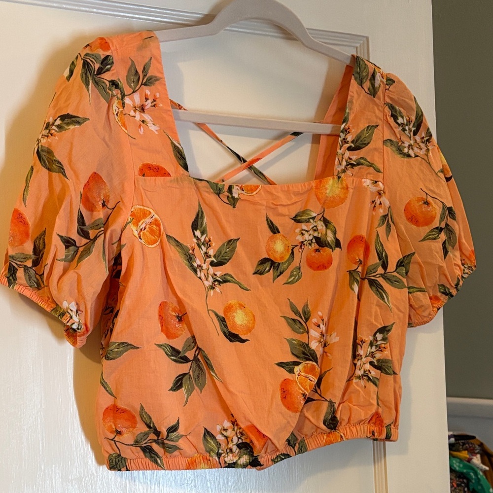 LOFT Orange Floral Blouse